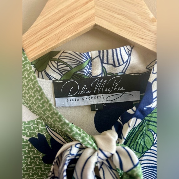 Dalia MacPhee | Tie Neck Printed Midi Dress, Size L - Picture 3 of 16